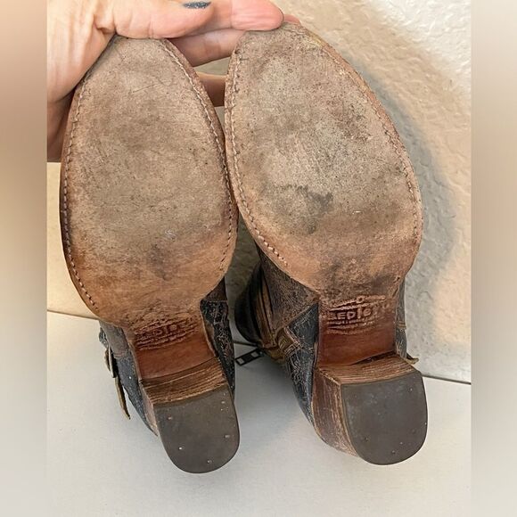 Bed Stu boots Begin Black Lux Leather Ankle booties Distressed size 7.5 - Picture 11 of 16